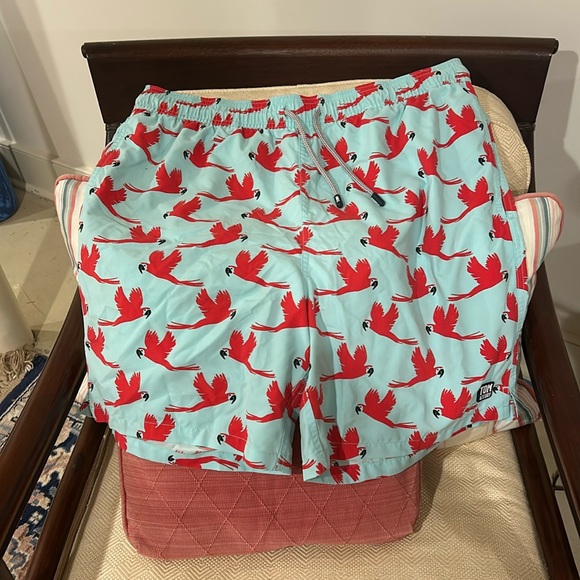 Tom & Teddy Macaw Print Swim Trunks